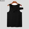 Men's Tank Tops 2024 Summer Irregular Sleeveless Hollow Out Sexy Casual Vests Streetwear Breathable Men Clothing