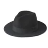 Moda 100 wełna szeroko zakrojona zimowa jesień mężczyzn poczuł czapkę fedora fedora dla dżentelmena top cloche Panama Sombrero Cap 58cm 240126
