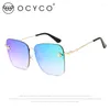 Occhiali da sole OCYCO 2024 Fashion Lady Oversize Rimless Square Bee Donna Uomo Piccoli occhiali sfumati Sole femminile UV400