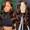 613 HD Lace Brontal Brable Human Hair Brown Root Ombre Blonde Brazilian Virgin 13x4 Gluelf Body Wave Closure Closure for Women