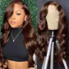 613 Wig Frontal Lace Frontal Perruques Brown Root Brown Ombre Blonde Brésilien Vierge 13X4 WILDE CORPOLESSELES SORGES PERMURES SYNTHÉTIQUES PERMURES POUR LES FEMMES