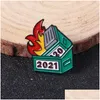 Pins, Brooches Pins Brooches Novelty Enamel Lapel Pin Collar Backpack 2022 Dumpster Fire Badge Brooch Accessories Fun Gift For Friend Dhmrw