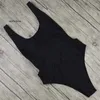 Siyah tanga seksi kadın tek parça mayo katı kadın sırtsız brezilya mayo monokini plaj giyim mayo