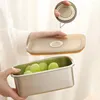 Bouteilles de stockage récipient alimentaire avec couvercle Transparent 304 boîte de réfrigérateur en acier inoxydable hermétique pour légumes Fruits
