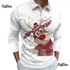 Мужские поло Kawaii, рождественские рубашки поло для мужчин, модная рубашка с 3d принтом лося, осенние топы с длинными рукавами и узорами Anima, одежда