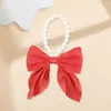 Halsbanden Prachtige afwerking Huisdierhalsband Mode Rood/zwarte strik met nepparelketting voor katten Kitten Puppy Katten