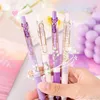 1/4 pçs bonito pequena margarida canetas neutras automáticas 0.5mm imprensa de tinta preta kawaii gel coreano papelaria para escola escritório