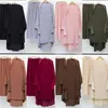 Etnisk kläder bönplagg Abaya Muslimska kvinnor Long Khimar Maxi Kjol Set 2 -stycken Turkiet Arab Robe Islam Dubai Kaftan Eid Hooded Ramadan