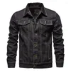 Men's Jackets 2024 Autumn Solid Lapel Denim Fashion Motorcycle Jeans Jacket Hommes Slim Fit Cotton Casual Black Blue Outwear Plus Size