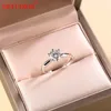 Cluster Rings Selling Simple Six Claw 1.0ct Moissanit Diamond Ring 925 Silver Engagement Wedding Band For Bride Party Jewelry Gift