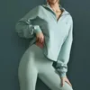 Al Yoga Women's Sweahir 1/4 Zip Rapid Pullover luźne high-dsek cienki oddychający lekki, delikatnie francuskie mankiety mankiety jacke gym spor