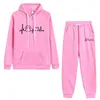 Treino feminino conjunto de duas peças treinamento ao ar livre jogging esportiva de manga comprida hoodies para outono inverno seção S-4XL 240124