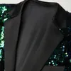 Mens Shiny Green Sequin Tuxedo Suit Blazers Man Shawl Collar Dress Jacket Party Dinner Wedding Prom Singer Costume 240124