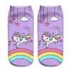Kvinnors strumpor harajuku 3D -tryck Unicorn Sock 16 mönster kawaii söt casual ankel
