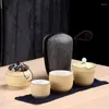 Set da tè Set da tè da viaggio 6 pezzi Borsa portatile da esterno in ceramica KungFu cinese Gaiwan Tazza da tè Tazza da tè