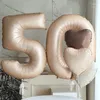 Decorazione per feste Caffè Marrone Beige Crema Stella Cuore Palloncini Numero 1 2 3 4 5 6 Compleanno Foil Helium Air Globos