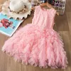 Sukienki dziewczynki kwiat dziewczyny koronkowa sukienka na przyjęcie weselne 2024 nowe letnie kostiumy na 3-8 lat dla dzieci Eleganckie sukienki księżniczki