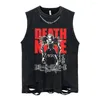 Canotte da uomo Vintage Lavato da Uomo con Catena Anime Death Note Stampa Gilet Estate Casual Senza Maniche T-Shirt Unisex Streetwear Y2K