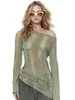 Basic Casual Dresses Jaded london green knit one-piece dress womens backless cut-out knit hip skirt Spice Girl long sleeve top YQ240201