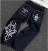 Jeans para mujeres Hombres 2024 Jnco Retro Bordado Denim Pantalones de pierna ancha Y2K American High-Cintura personalizada recta