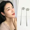 Stud Oorbellen Koreaanse Eenvoudige Elegante vrouwen Strass Kristal Pentagram Ster Lange Kwasten Mode-sieraden Accessoires Geschenken