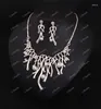 Pendentif Colliers Strass Perle Branche Collier Court Et Boucles D'oreilles Suite Robe Pour Femme Dîner Fête Ornement De Mode