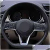 Steering Wheel Covers Car Steering Wheel Er Diy Artificial Leather For Nissan X-Trail Qashqai March Serena Micra Kicks - Altima Drop D Dh57I