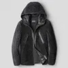 Winter-Designer-Leder- und Fell-integrierte Herren-Lammgrasjacke mit Kapuze, kurzer, warmer, verdickter Schaffleece-Mantel EVQO