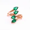 Klusterringar 585 Purple Gold Plated 14k Rose i Fashion Light Luxury Water Drop Green Gem For Women Wedding Engagement Smycken