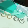 Tiffanyjewelry Orecchini in oro designer per donne gioielli Jewlery Nuovi orecchini a ferro di cavallo a ferro di diamante set con diamanti di lusso leggero ed eleganti orecchini da donna Hig