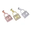 Hänghalsband Juya Diy Heart Shape Locket Key Micro Pave Zircon Charm Pendants Tillbehör för kvinnor armband halsband