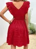 여성을위한 우아한 짧은 드레스 여름 캐주얼 슬림 한 빨간색 소매 홀리벤스 홀리벤스 해변 드레스 패션 v 넥 Aline in Dresses 2024 240124