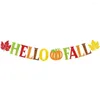 زخرفة الحفلات الخريف Hello Fall Flag Banner Harvest Festival عيد الشكر عائلة القرع معلقة Garla