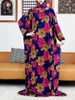 Ubranie etniczne 2024 Muzułmańskie kobiety z kapturem Abaya Turcja-Afrykański odzież Kaftan Sukienka z hidżabem kwiatowe nadruki Dubai Saudyjska szata w