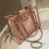 HBP Bolso grande de gelatina transparente, bolso de diseñador de PVC a la moda para mujer, bolsas de mensajero de hombro con cadena de alta capacidad 256L