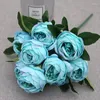 Decorative Flowers Farmhouse Decor Valentines 10 Heads Peony Artificial Rose Wholesale Wedding Bouquet For Bride