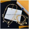 Set di bracciale in oro e collana di perle da donna di design di lusso semplice amore cuore lettera fiore vintage matrimonio consegna goccia Dh1Km