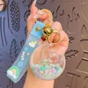 Chaveiros dos desenhos animados estrela lua coelho chaveiro líquido areia movediça colorido glitter acrílico flutuante chaveiro pingente para mulheres mochila keyfob