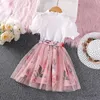 Robes de fille Enfants Casual Robe d'été pour les filles Vêtements Nouveau Tout-petit Imprimé Floral À Manches Courtes Princesse Robe En Maille Mode Enfants 2-8Y