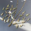 Breloques A-Z lettre nom initiales couleur or bricolage boucles d'oreilles collier concepteur bijoux fabrication fournitures Micro pavé CZ pendentif 183m