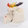 Reusable Cotton Drawstring Shopping Bag Produce Bags for VegetableFruitRiceBread Travel Shopper Tote Storage 240125