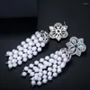 Stud Earrings Fashion Trend Long Tassel Pearl Delicate Flower Women All-match Romantic Luxury Jewelry Gifts