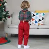 ベビークリスマス服ボーイキッズ紳士フォーマルスーツ幼児サスペンダー衣類セット幼児パーティードレスシャツ240123