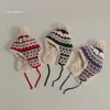 Winter Velvet Knitted Bomber Hat Women Ethnic Style Jacquard Retro Wool Hat Couple Ski Warm Ear Protection Lei Feng Hat 240127