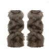 Women Socks Vintage Faux Fur Leg Warmers Furry Boots Cover Winter Thickened Plush Girl Jk Punk Hiphop Cosplay Accessories