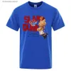 Homens camisetas Teddy Bear Slam Dunk Vamos voar por um pouco enquanto t-shirts Homens Respirável Algodão Tee Roupas Verão Tops Soltos Harajuku Camiseta T240202