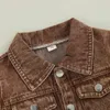 Herfst Kids Shirt Kraag Jas Jongens Mode Retro Jeans Jassen Kleine Bruine Denim Bovenkleding Kostuum 240122