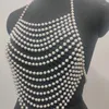 Kvinnors tankar Kvinnor Pearl Tank Top Body Chain Jewelry Sexig multiplayer Halter Bra kedjor Kamisolhalsband krage Party Accessories