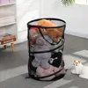 Sacs à linge Stockage de jouets Dortoir Portable Pliable Mesh Panier rond Grande capacité Vêtements sales Chambre d'enfants Voyage Durable avec poignées