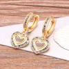 Stud Trendy Bohemian Zircon Hollow Blue Evil Eye Hoop örhängen för kvinnor Söta unika 14K Yellow Gold Crystal Drop Earrings Party Jewelr